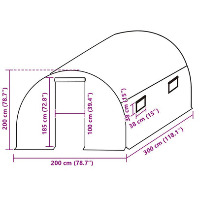 Vihreä kasvihuoneen vaihtokate Livintz 200x300x200cm ((9 m²))