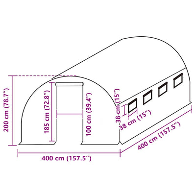 Vihreä kasvihuoneen vaihtokate Livintz 400x400x200cm ((9 m²))