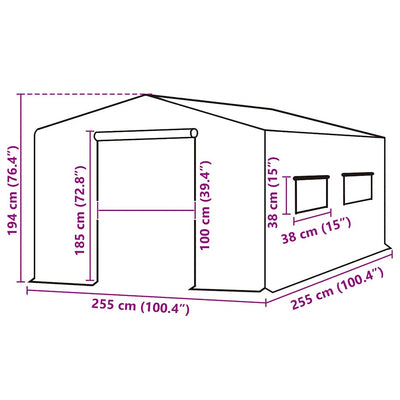 Vihreä kasvihuoneen vaihtokate Livintz 255x255x194cm ((6,5025 m²))