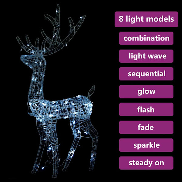 Porojoulukoriste akryyli 140 LED-valoa 128 cm kylmä valkoinen