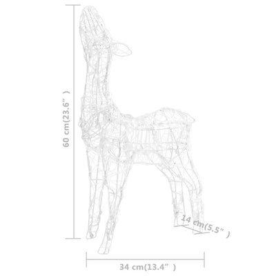 Lämmin valkoinen poroperhe joulukoriste Tachita 160 LED-valoa (akryyli)