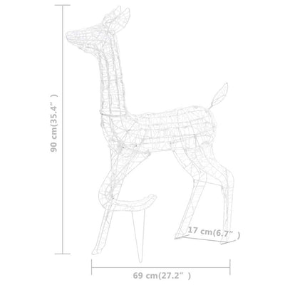 Lämmin valkoinen poroperhe joulukoriste Tachita 160 LED-valoa (akryyli)