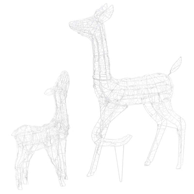 Kylmän valkoinen poroperhe joulukoriste Tachita 160 LED-valoa (akryyli)