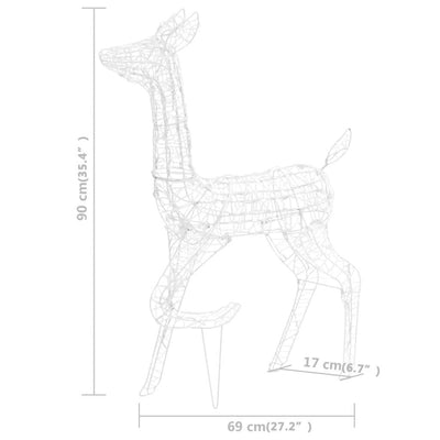 Kylmän valkoinen poroperhe joulukoriste Tachita 160 LED-valoa (akryyli)