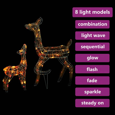 Värikäs poroperhe joulukoriste Tachita 160 LED-valoa (akryyli)