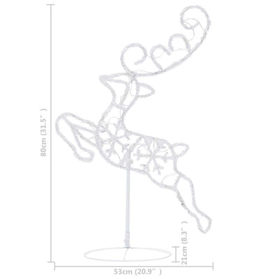 Lämmin valkoinen lentävät jouluporot/reki akryyli Ati 260x21x87cm