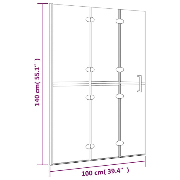 Taittuva suihkuseinä ESG 100x140 cm valkoinen