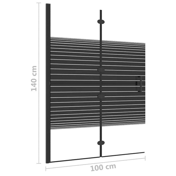 Taittuva suihkuseinä ESG 100x140 cm musta