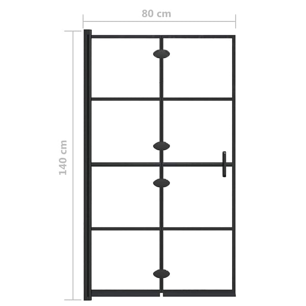 Taittuva suihkuseinä ESG 80x140 cm musta