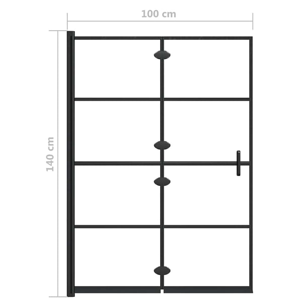 Taittuva suihkuseinä ESG 100x140 cm musta