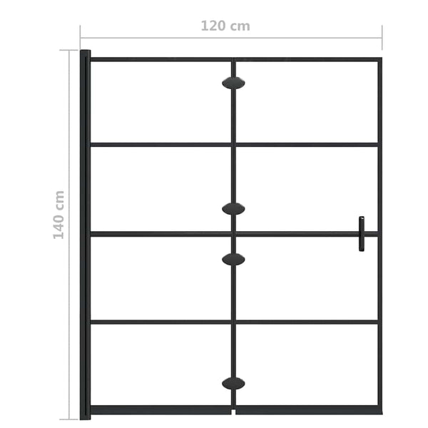 Taittuva suihkuseinä ESG 120x140 cm musta