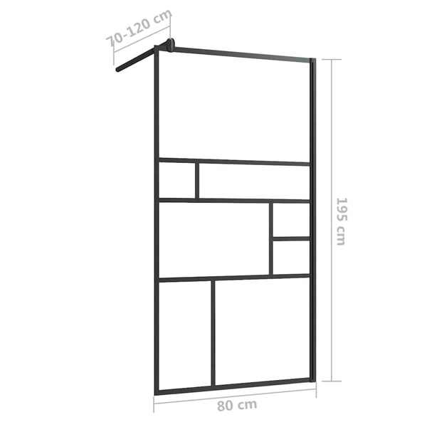Walk-in suihkun seinäke kirkas ESG-lasi 80x195 cm musta