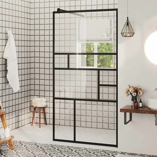 Walk-in suihkun seinäke kirkas ESG-lasi 80x195 cm musta