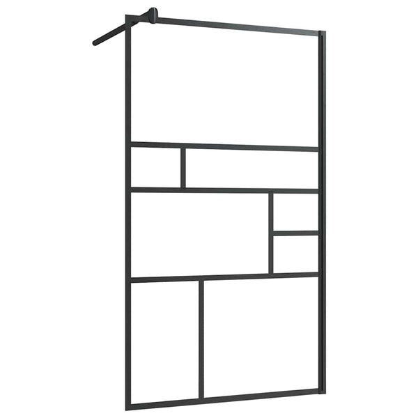 Walk-in suihkun seinäke kirkas ESG-lasi 90x195 cm musta