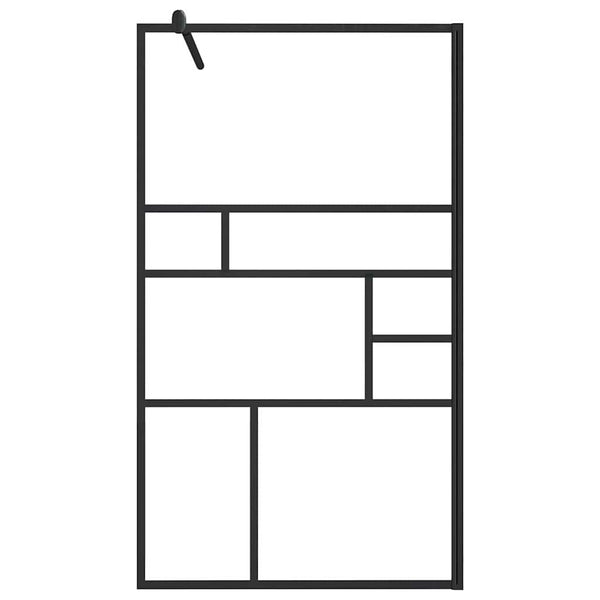 Walk-in suihkun seinäke kirkas ESG-lasi 90x195 cm musta