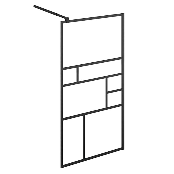 Walk-in suihkun seinäke kirkas ESG-lasi 90x195 cm musta