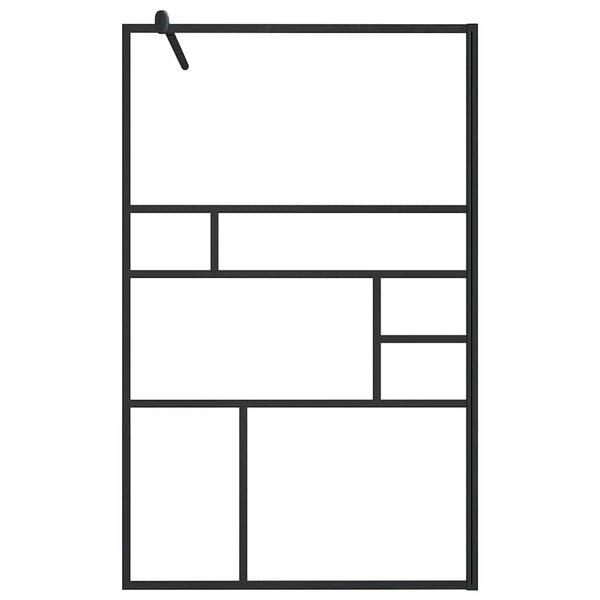 Walk-in suihkun seinäke kirkas ESG-lasi 100x195 cm musta