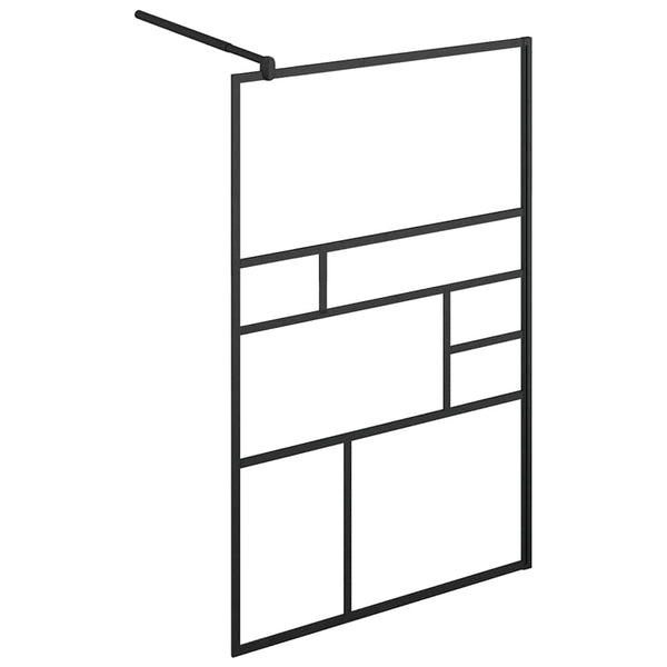 Walk-in suihkun seinäke kirkas ESG-lasi 100x195 cm musta