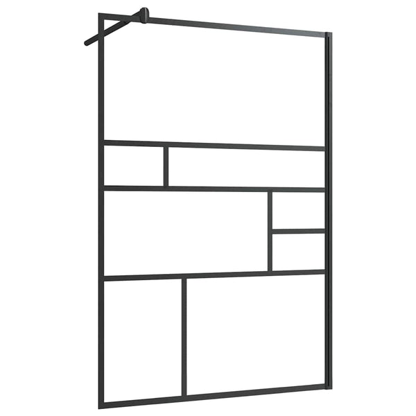 Walk-in suihkun seinäke kirkas ESG-lasi 115x195 cm musta