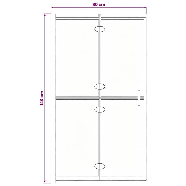 Taittuva suihkuseinä ESG 80x140 cm musta