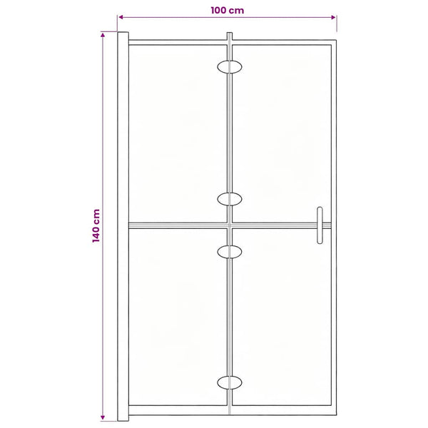 Taittuva suihkuseinä ESG 100x140 cm musta