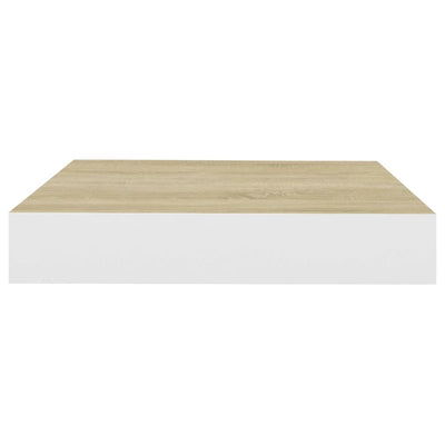 Kelluva seinähylly tammi ja valkoinen 23x23,5x3,8 cm MDF