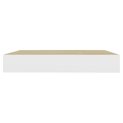 Kelluvat seinähyllyt 2 kpl tammi ja valkoinen 23x23,5x3,8cm MDF
