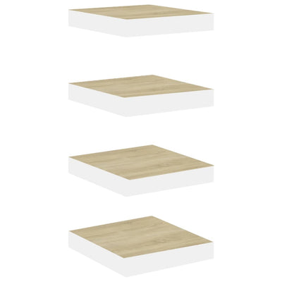 Kelluvat seinähyllyt 4 kpl tammi ja valkoinen 23x23,5x3,8cm MDF