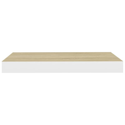 Kelluvat seinähyllyt 2 kpl tammi ja valkoinen 40x23x3,8 cm MDF