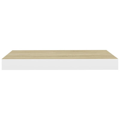 Kelluva seinähylly tammi ja valkoinen 50x23x3,8 cm MDF
