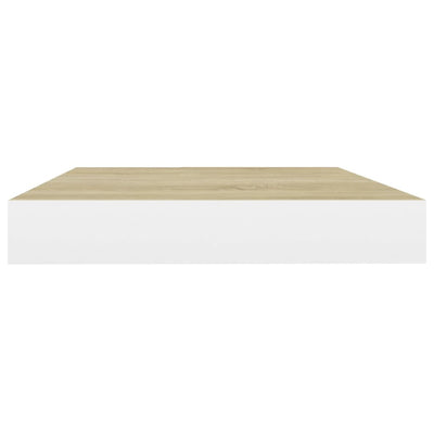 Kelluvat seinähyllyt 2 kpl tammi ja valkoinen 50x23x3,8 cm MDF