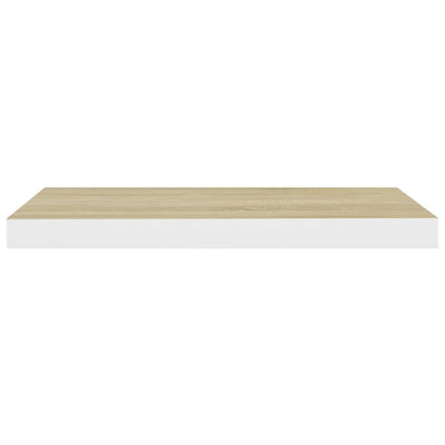 Kelluva seinähylly tammi ja valkoinen 60x23,5x3,8 cm MDF