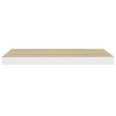 Kelluvat seinähyllyt 2 kpl tammi ja valkoinen 60x23,5x3,8cm MDF