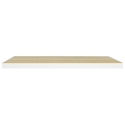 Kelluva seinähylly tammi ja valkoinen 80x23,5x3,8 cm MDF