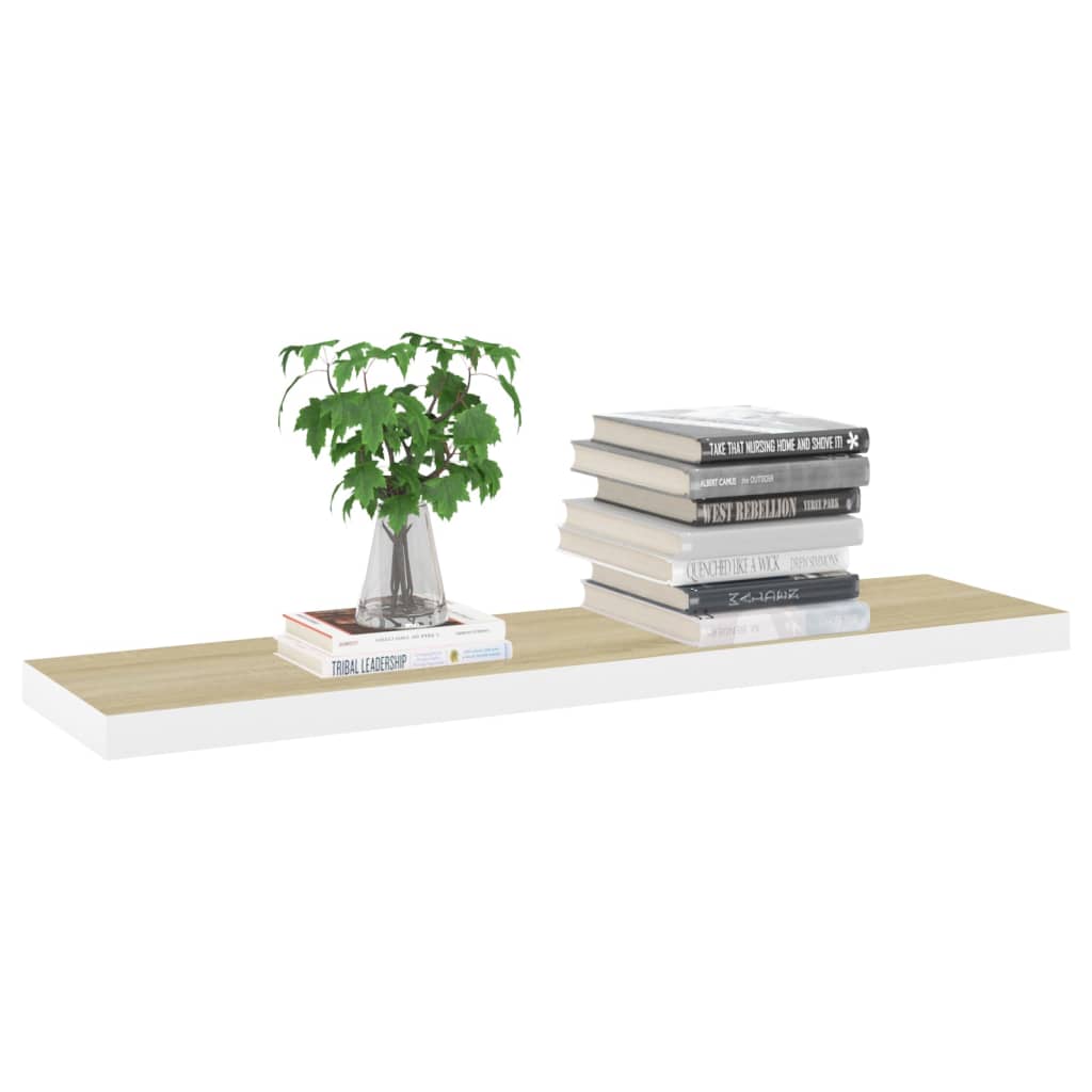 Tammi ja valkoinen kelluvat seinähyllyt Chan 120x23,5x3,8cm (4kpl mdf)