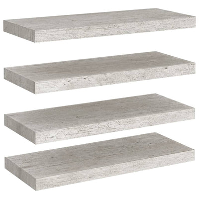 Kelluvat seinähyllyt 4 kpl betoninharmaa 60x23,5x3,8 cm MDF