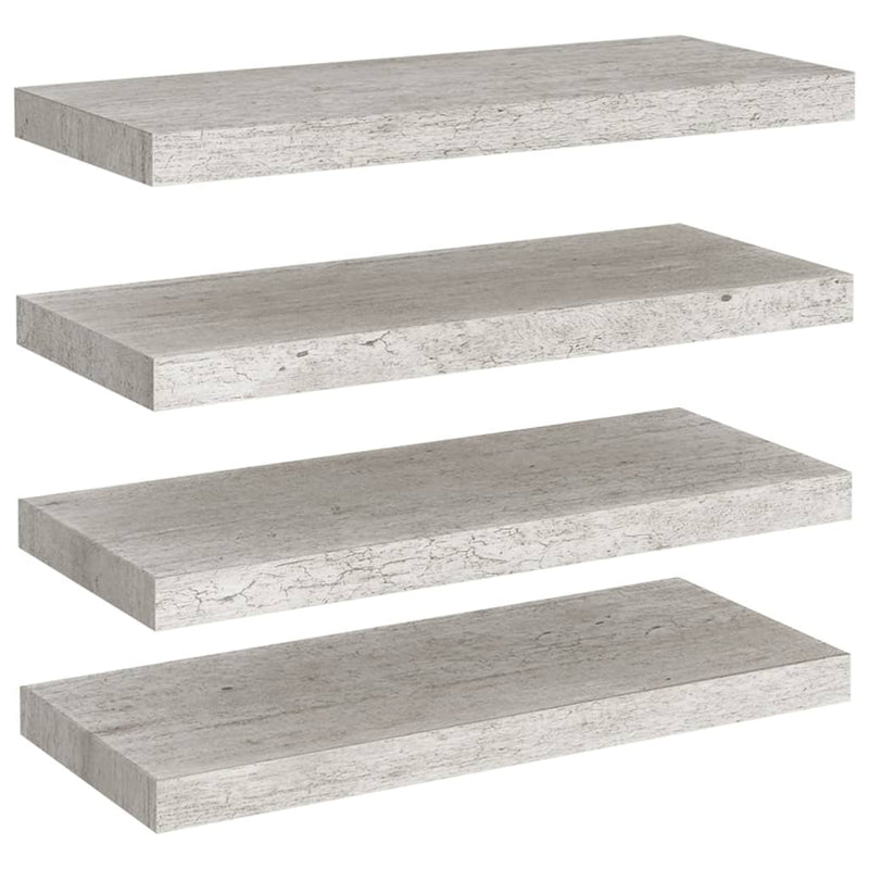 Betoninharmaa kelluvat seinähyllyt Chan 60x23,5x3,8cm (4 kpl mdf)