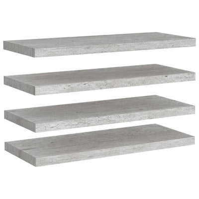Kelluvat seinähyllyt 4 kpl betoninharmaa 80x23,5x3,8 cm MDF