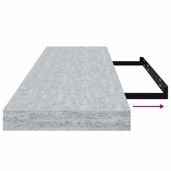 Kelluva seinähylly betoninharmaa 90x23,5x3,8 cm MDF