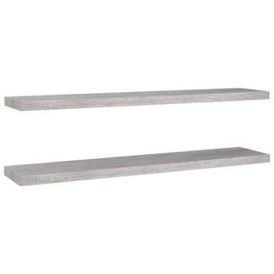 Kelluvat seinähyllyt 2 kpl betoninharmaa 120x23,5x3,8 cm MDF