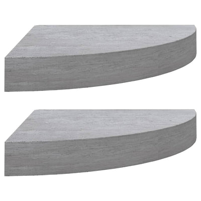 Seinäkulmahyllyt 2 kpl betoninharmaa 25x25x3,8 cm MDF
