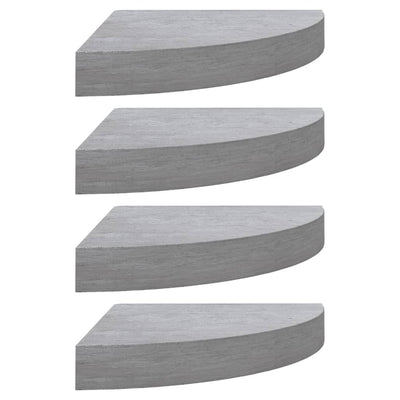 Seinäkulmahyllyt 4 kpl betoninharmaa 35x35x3,8 cm MDF