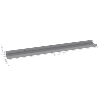 Seinähyllyt 4 kpl harmaa 80x9x3 cm