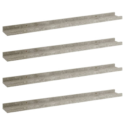 Seinähyllyt 4 kpl betoninharmaa 80x9x3 cm