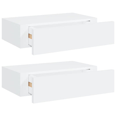 Laatikkohyllyt seinälle 2 kpl valkoinen 40x23,5x10 cm MDF