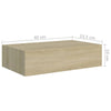 Seinälaatikkohyllyt 2 kpl tammi 40x23,5x10 cm MDF