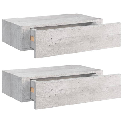 Seinälaatikkohyllyt 2 kpl betoninharmaa 40x23,5x10 cm MDF