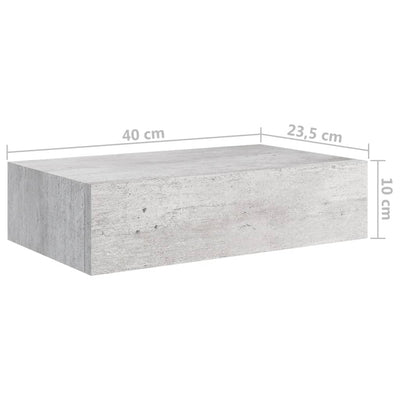 Seinälaatikkohyllyt 2 kpl betoninharmaa 40x23,5x10 cm MDF