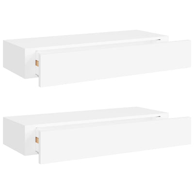 Laatikkohyllyt seinälle 2 kpl valkoinen 60x23,5x10 cm MDF