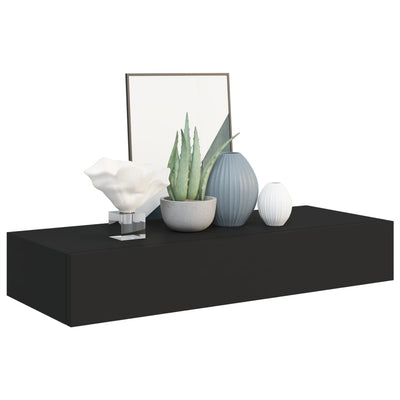 Seinälaatikkohylly musta 60x23,5x10 cm MDF